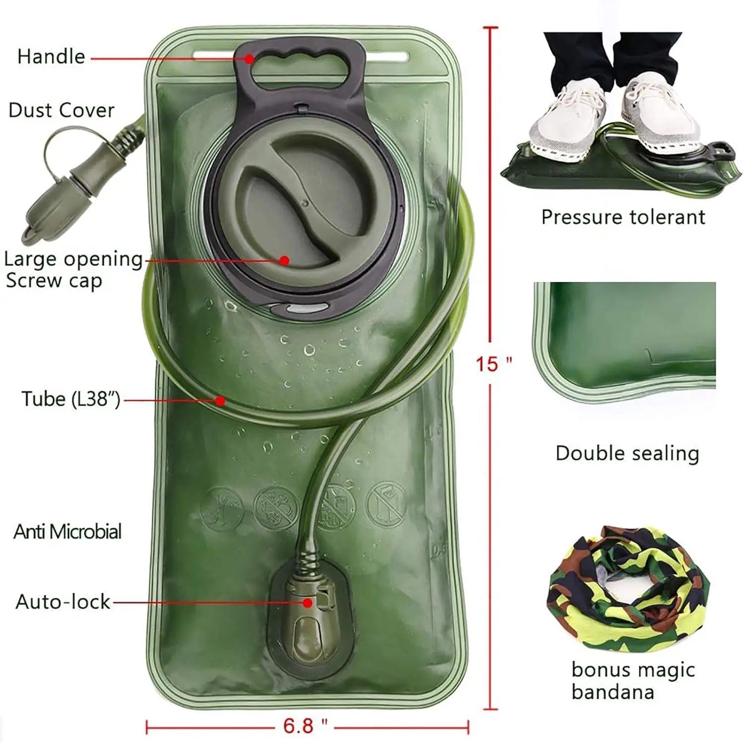 2Liter Hydration Bladder for Hiking, Backpacking