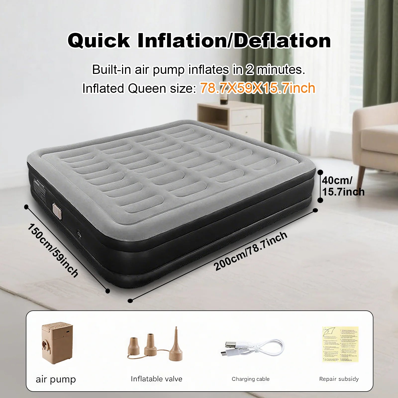 1-2 Person Automatic Inflatable Camping Mattress
