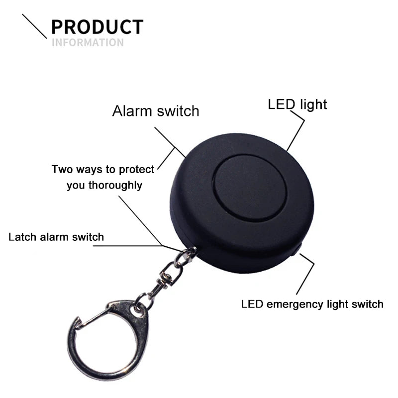 130db Self-Defense Siren Security Keychain With LED light