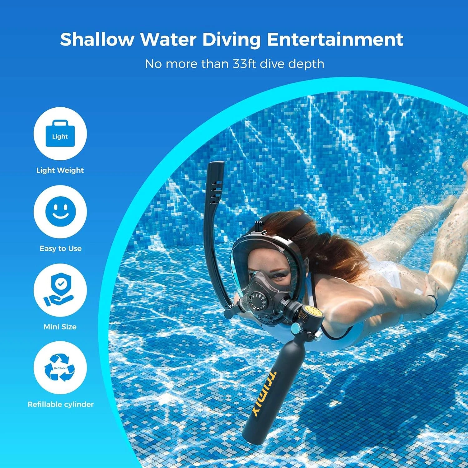 Mini Scuba Tank With Snorkeling mask and Hand Pump