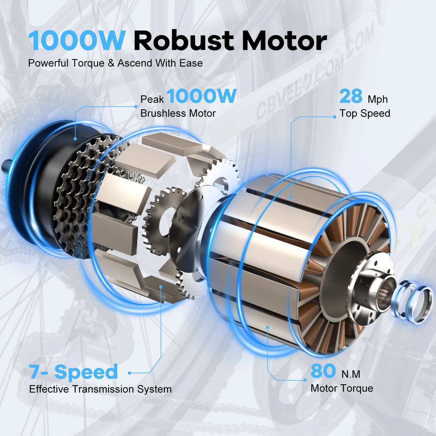26" Electric E Bike with 7-Speed