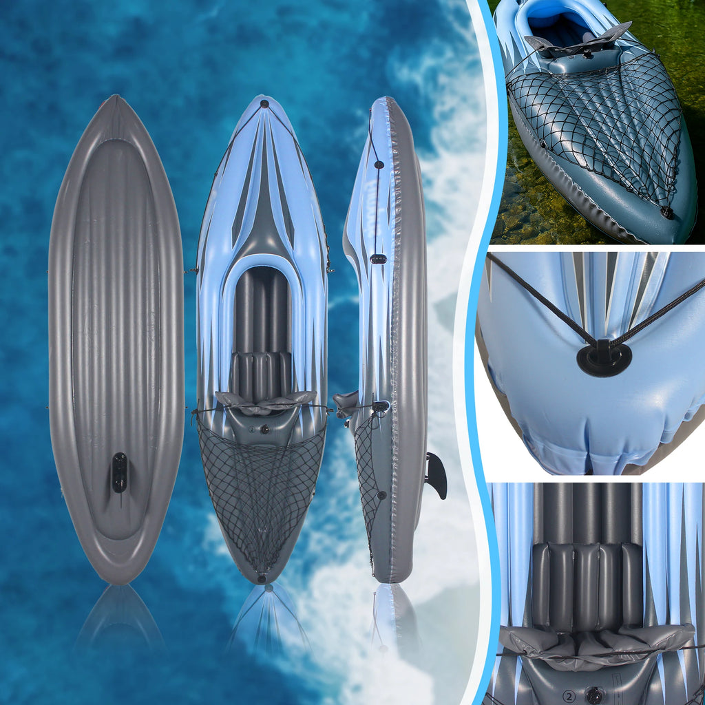 Inflatable Kayak Fishing Boat  with Paddles, Bag, Seats, High-Output Pump