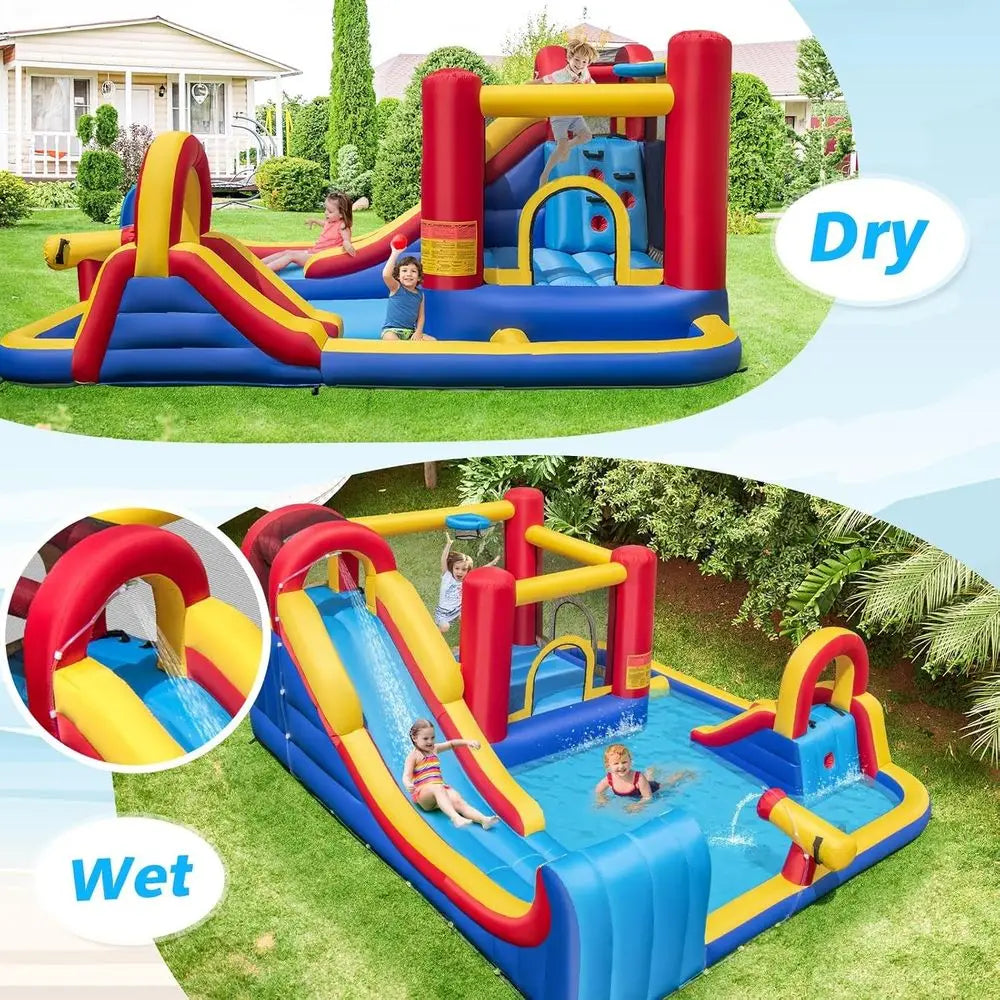 7-in-1 Inflatable Kids Water Jump Slide