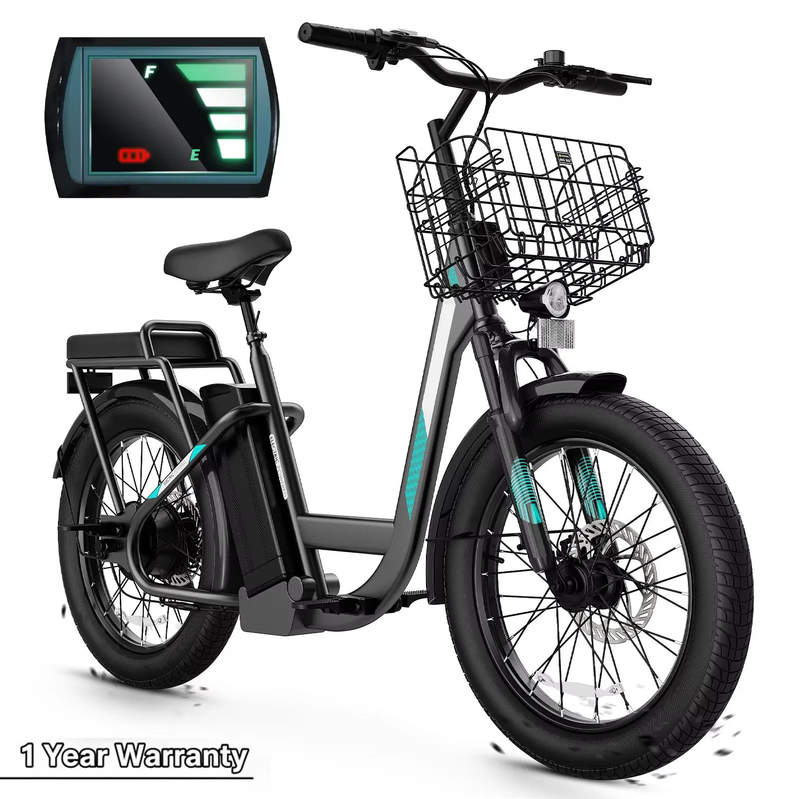 Electric Scooter with Seat and Basket