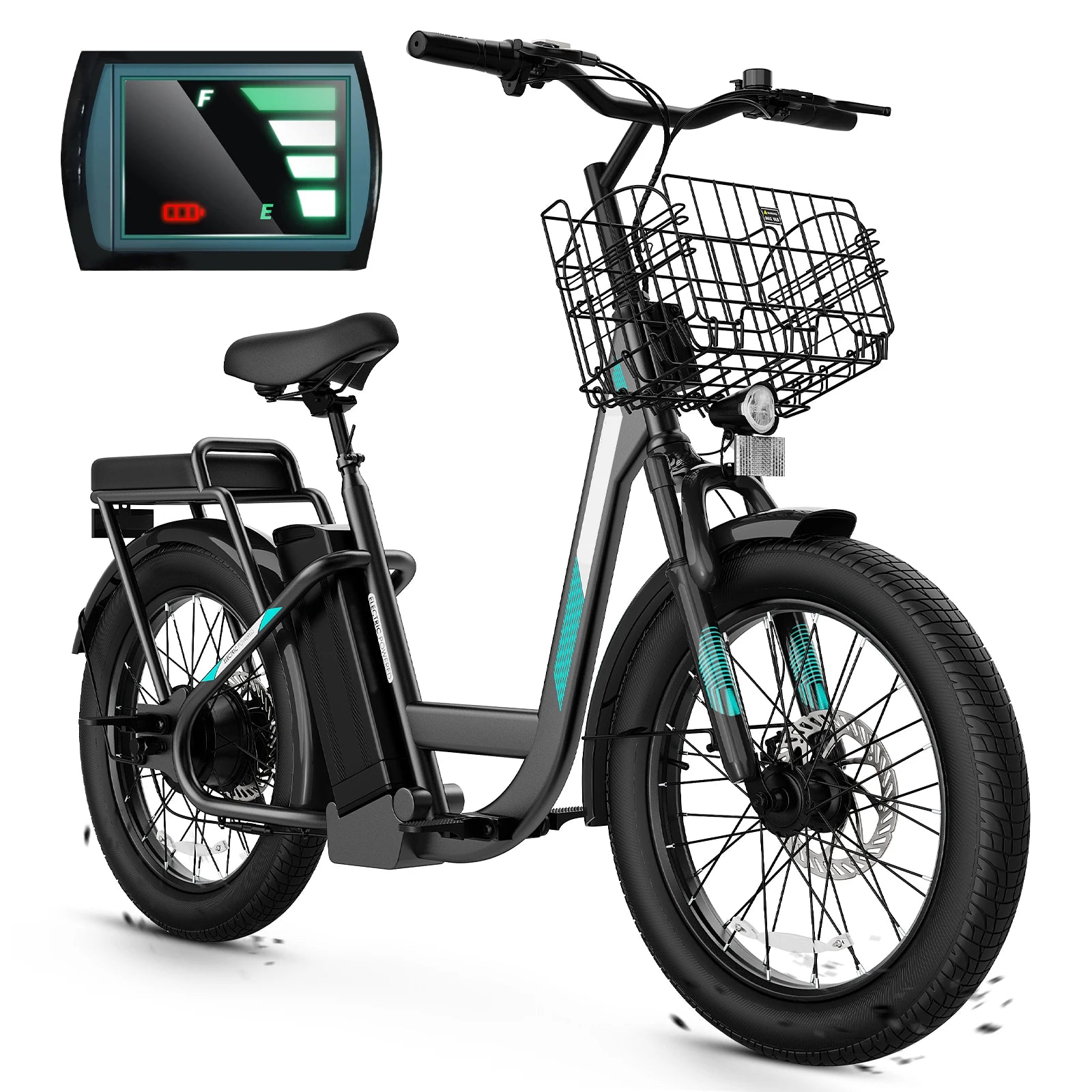 Electric Scooter with Seat and Basket