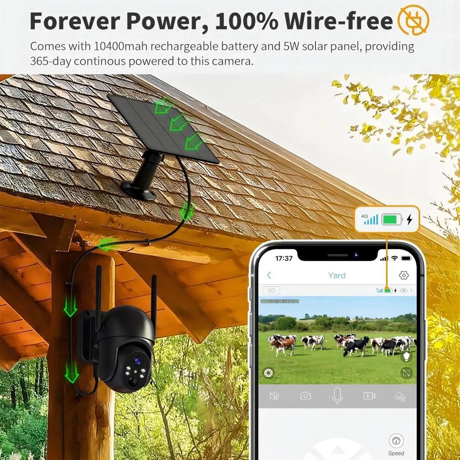 Solar LTE Outdoor Security Camera with Solar Panel