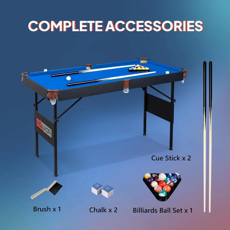 Portable Folding Game Table with Cues, Balls, and Chalk
