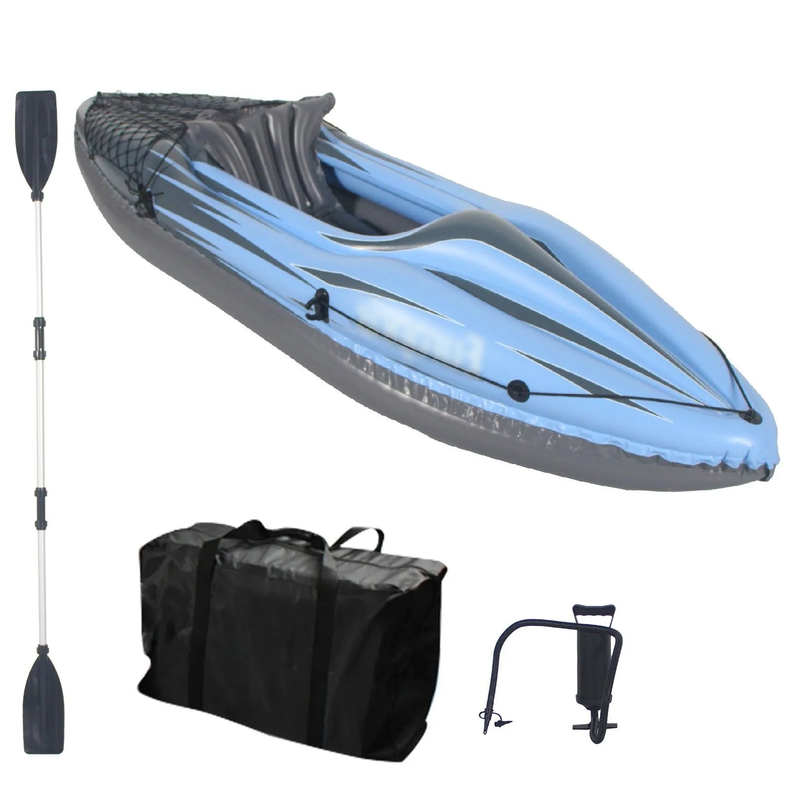 Inflatable Kayak Fishing Boat  with Paddles, Bag, Seats, High-Output Pump
