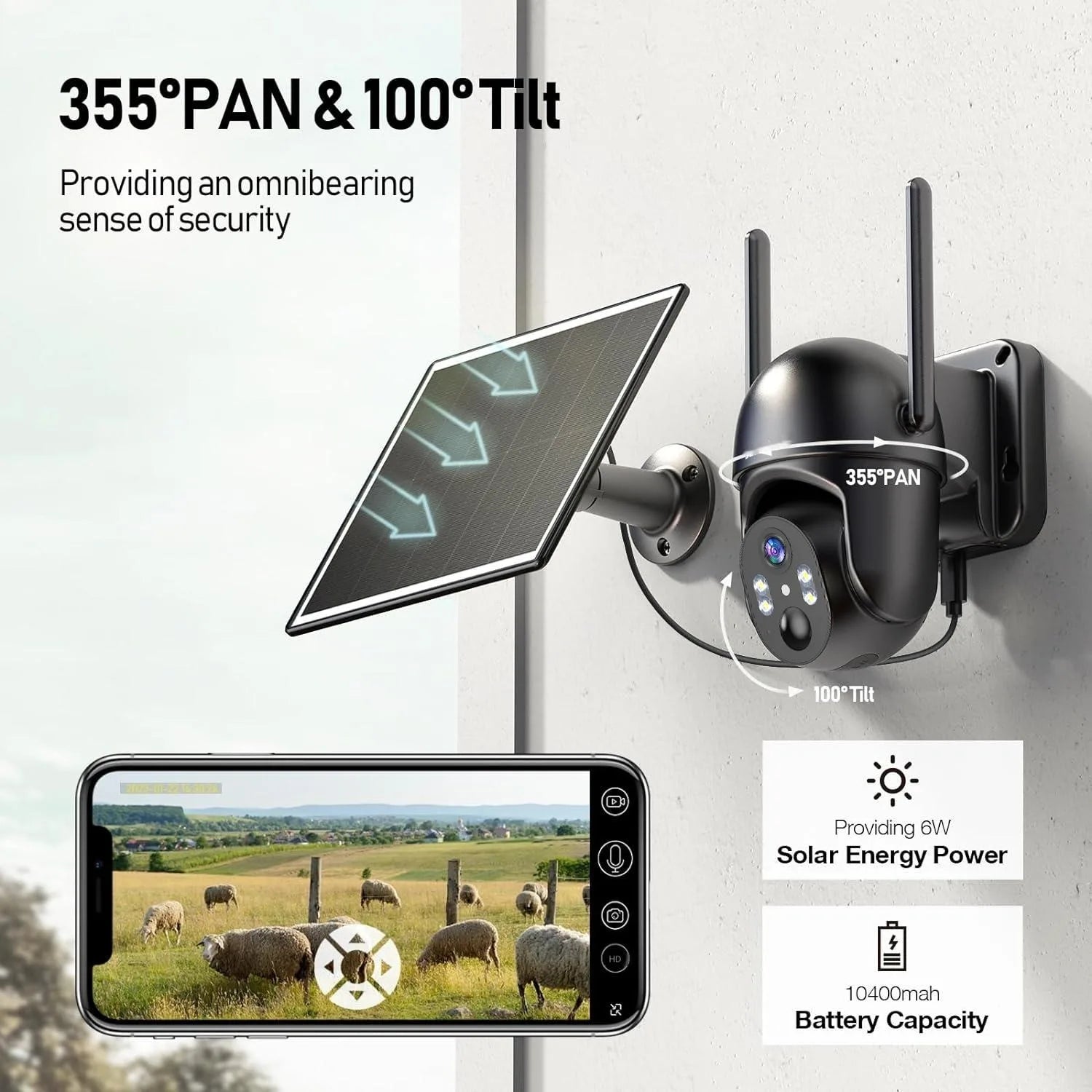 Solar LTE Outdoor Security Camera with Solar Panel