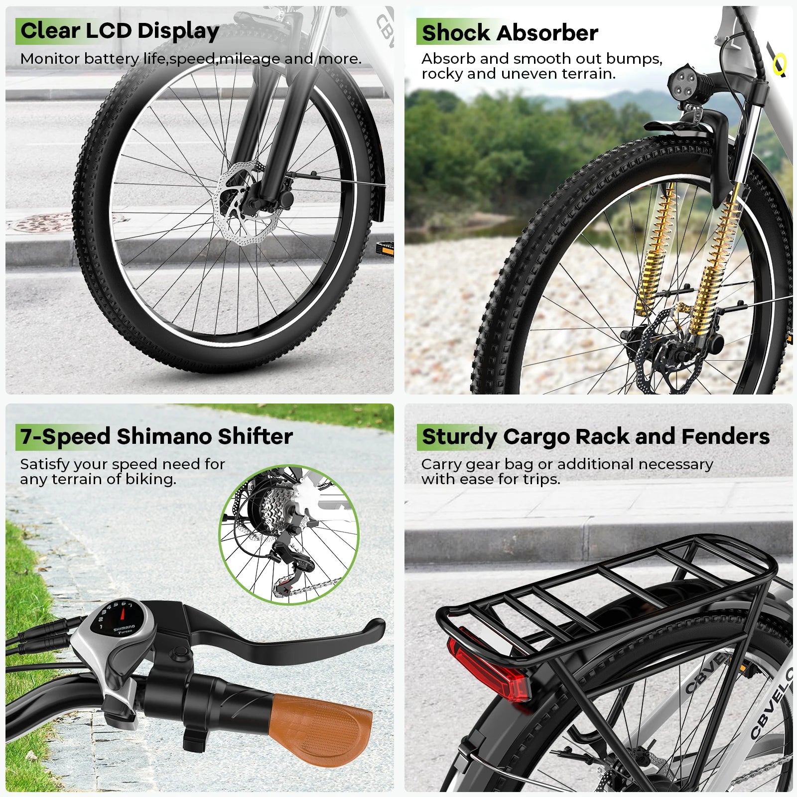 26" Electric E Bike with 7-Speed