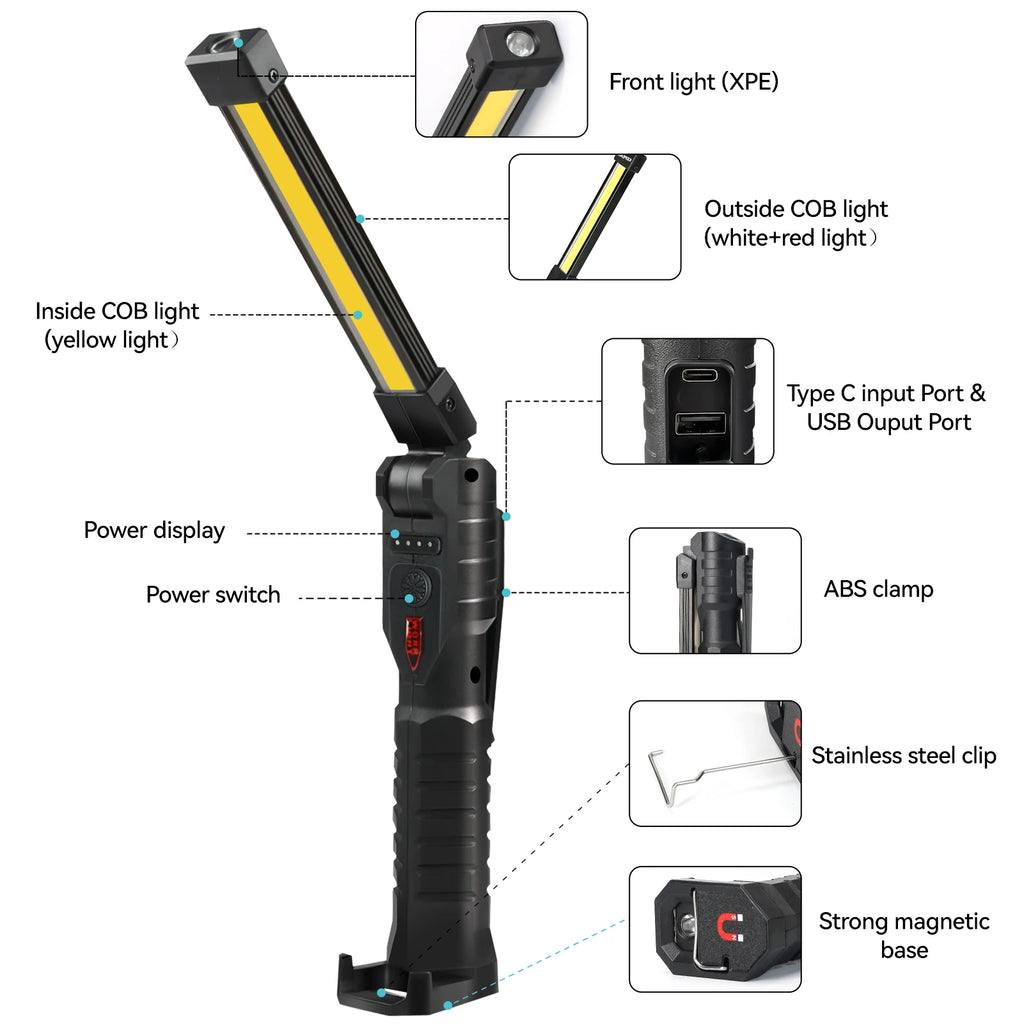 2PCS Rechargeable Camping LED Work Light