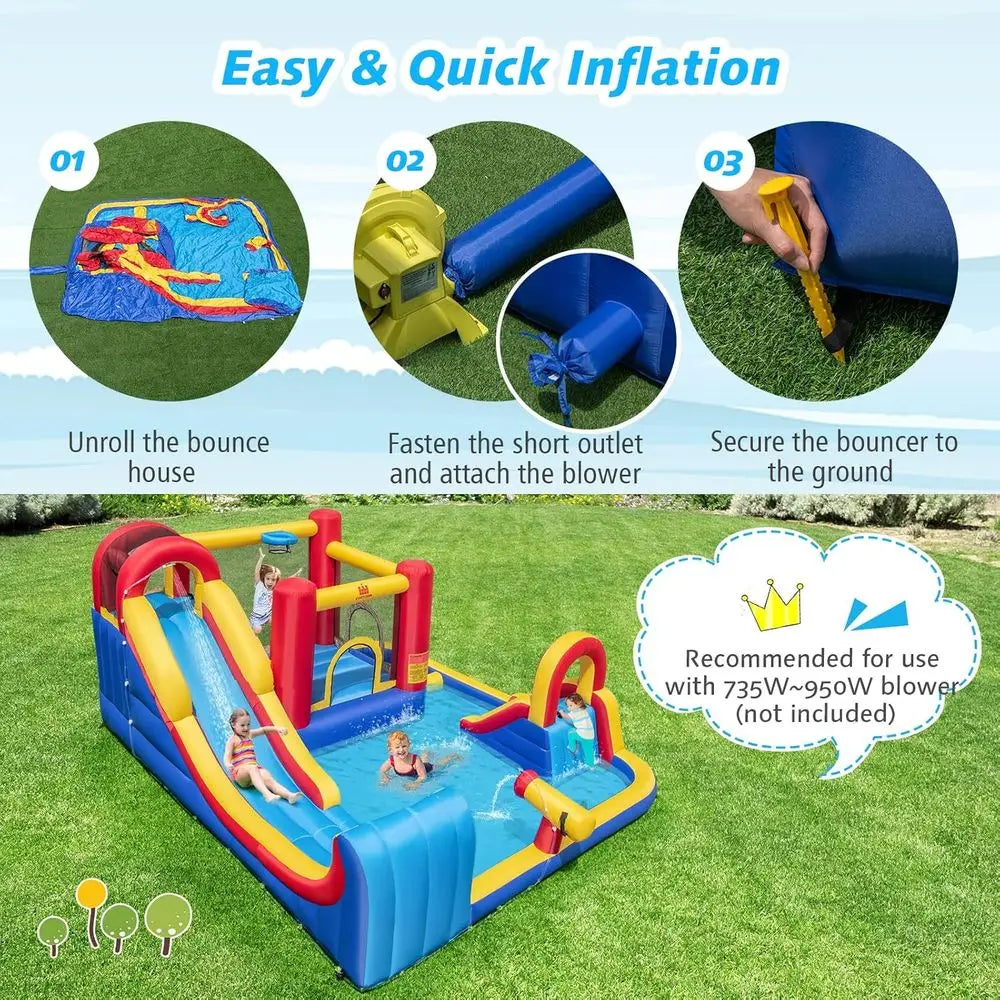 7-in-1 Inflatable Kids Water Jump Slide