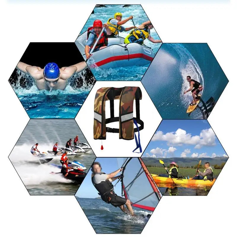 Life-Saving Vest For Adults Boating Swimming Vest Inflating For Saving Life Women Men Buoyancy Aid To Ensure Water Sports Safety