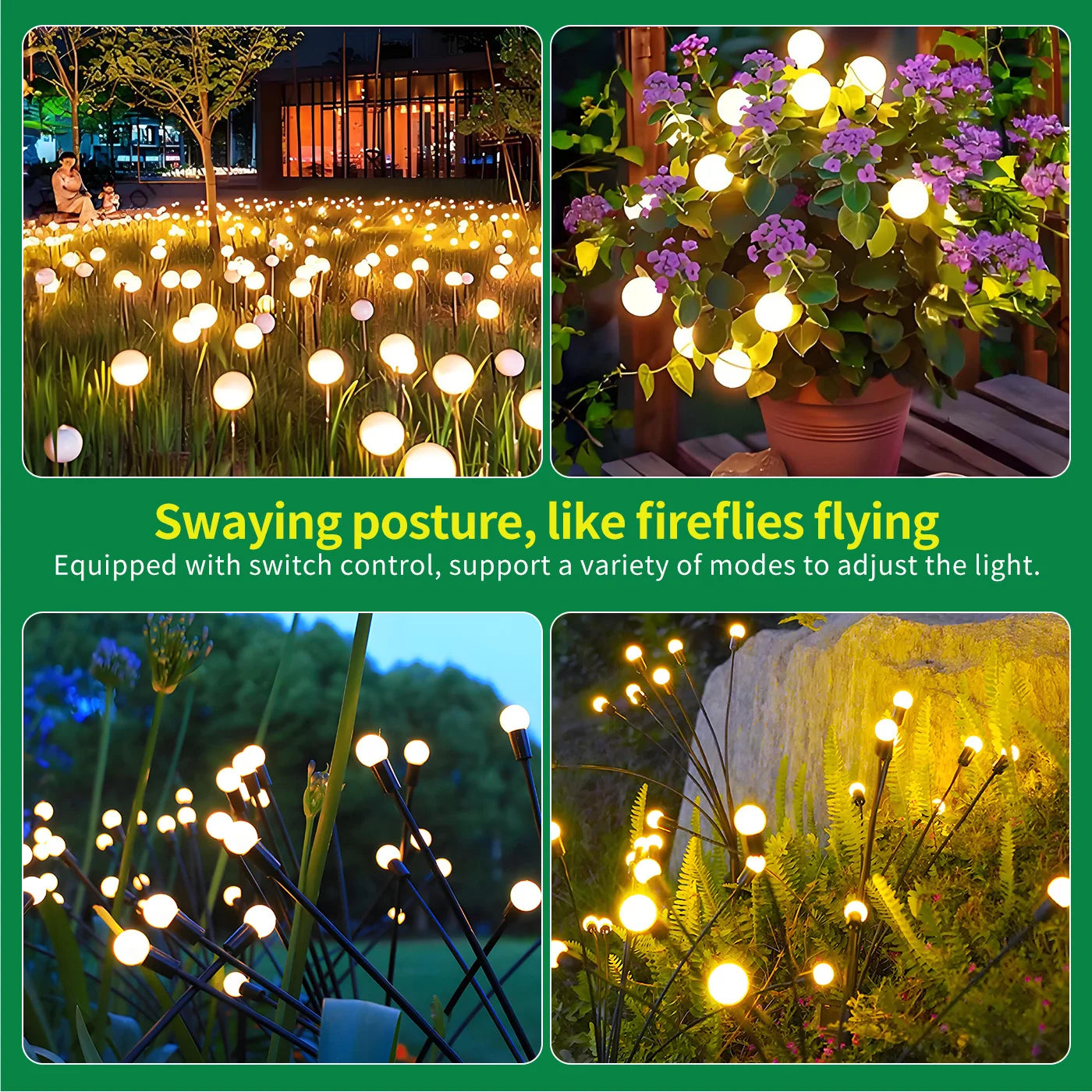 8-Head Solar Firefly Lights