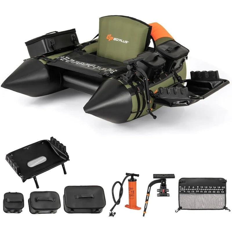 Inflatable Float Tube, Fishing Boat w/ Fish Ruler,Pump,Storage Bag