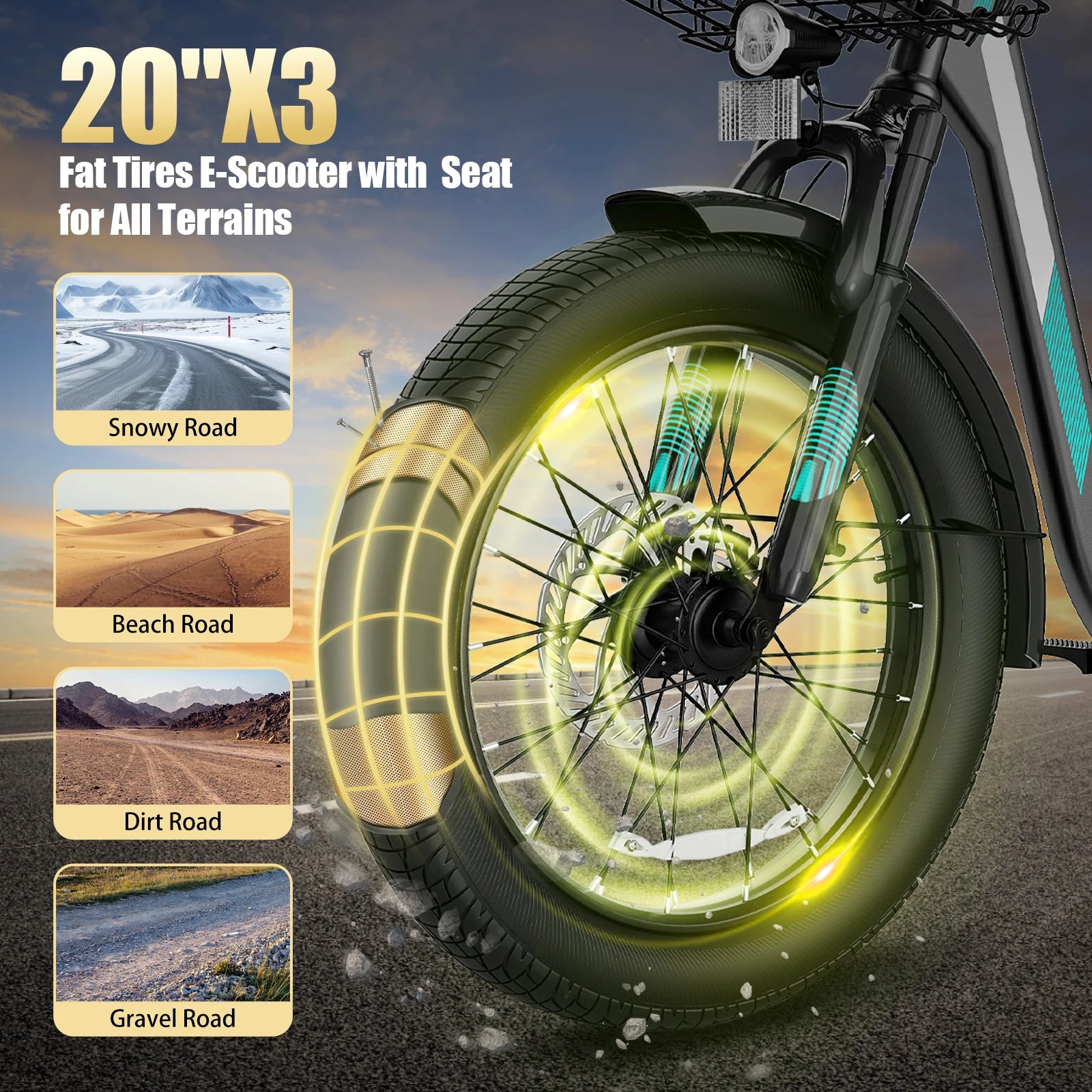 Electric Scooter with Seat and Basket