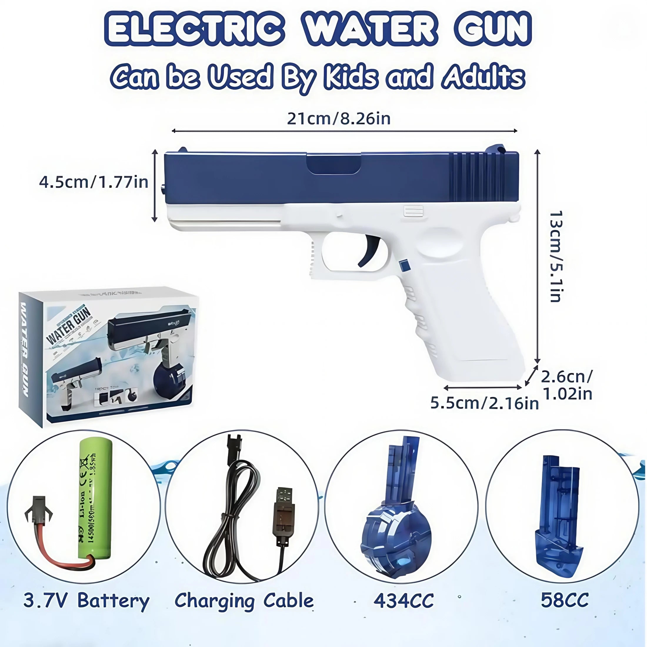 Blue Electric Water Guns for Kids & Adults