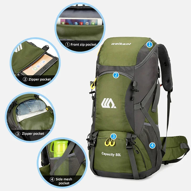 50L Travel Waterproof Backpack