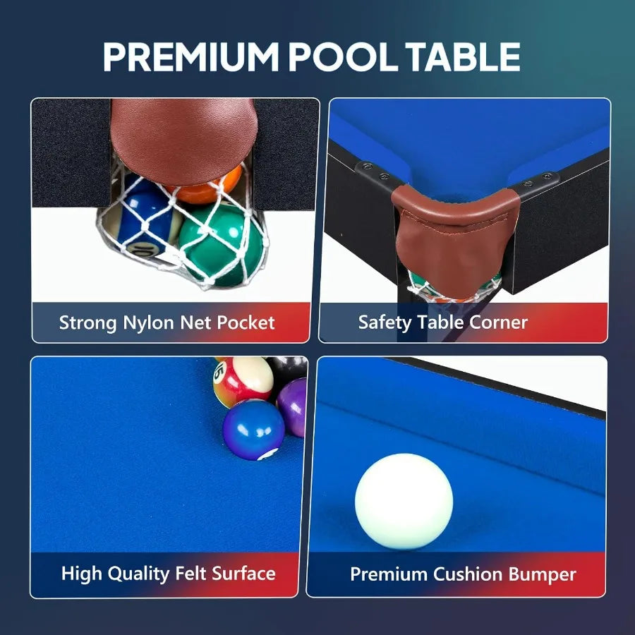 Portable Folding Game Table with Cues, Balls, and Chalk