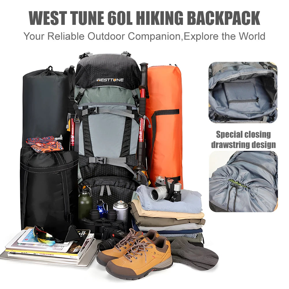 60L Backpack with Rain Cover