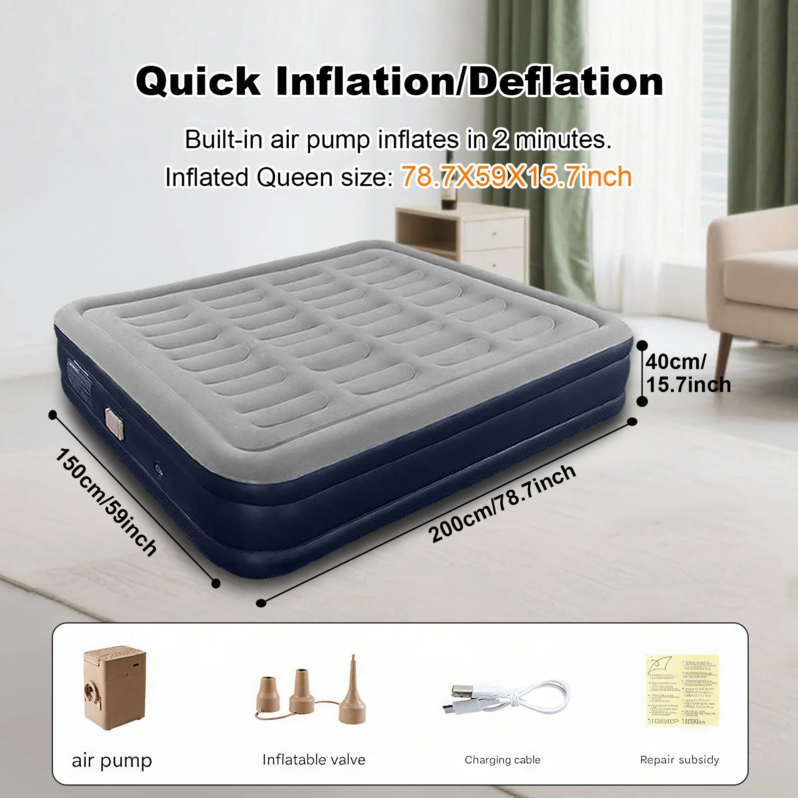 1-2 Person Automatic Inflatable Camping Mattress