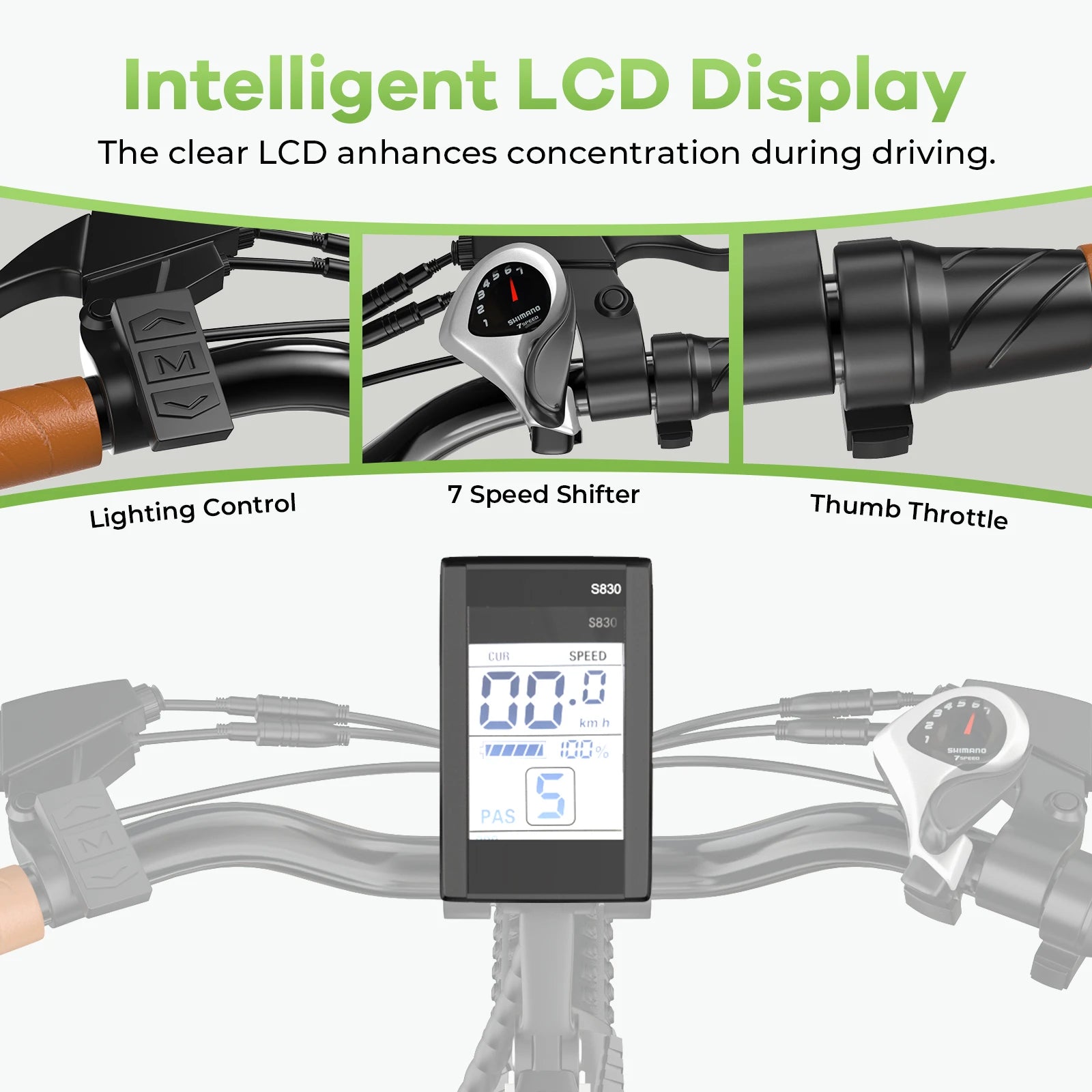 26" Electric E Bike with 7-Speed