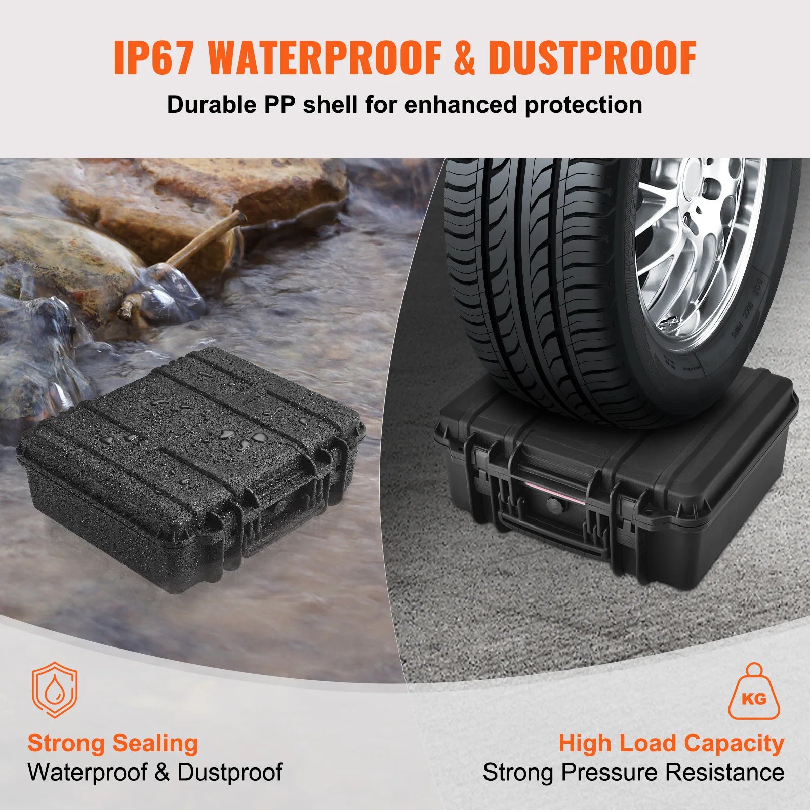 Waterproof Lockable Hard Pistol Case with Pre-cut Foam Lining