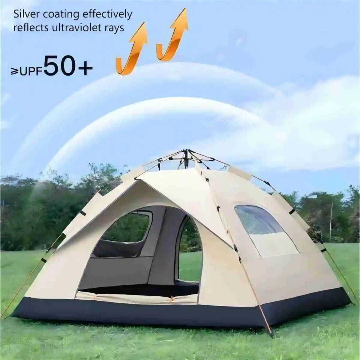 Self-Opening Travel Camping Tent with Two doors and two windows